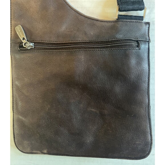 Vintage Nine West Crossbody Bag Unisex Brown Leather Slim Line Wide Strap - Picture 3 of 15